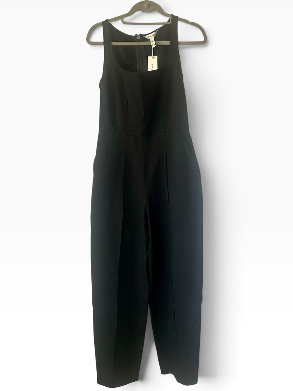 SPANX Ponte Corset Jumpsuit Black Barrel Leg NWT M - Picture 2 of 9